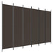 6-panel Room Divider Brown 300x200 Cm Fabric Tpboko