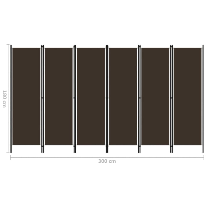 6 Panel Room Divider Brown Gl39