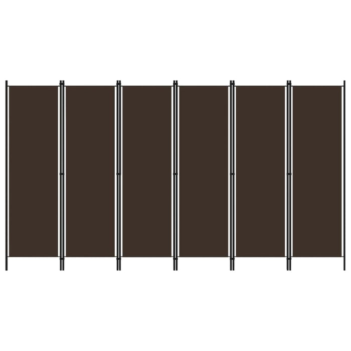 6 Panel Room Divider Brown Gl39