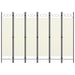 6 Panel Room Divider Cream White Gl5111