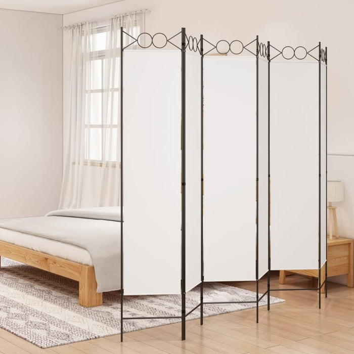 6-panel Room Divider White 240x200 Cm Fabric Tpbopn