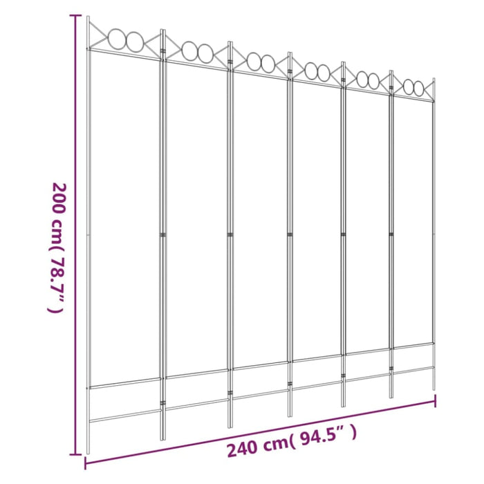 6-panel Room Divider White 240x200 Cm Fabric Tpbopn