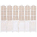 6 Panel Room Divider White Fabric Gl64