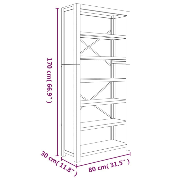 6-tier Bookcase 80x30x170 Cm Solid Wood Acacia Tapbnt