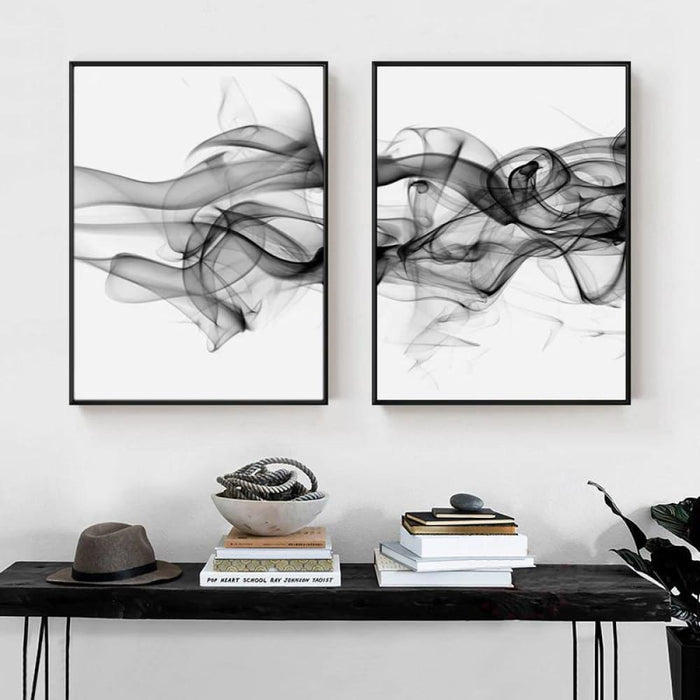 60cmx90cm Stylish Abstract Black 2 Sets Frame Canvas Wall