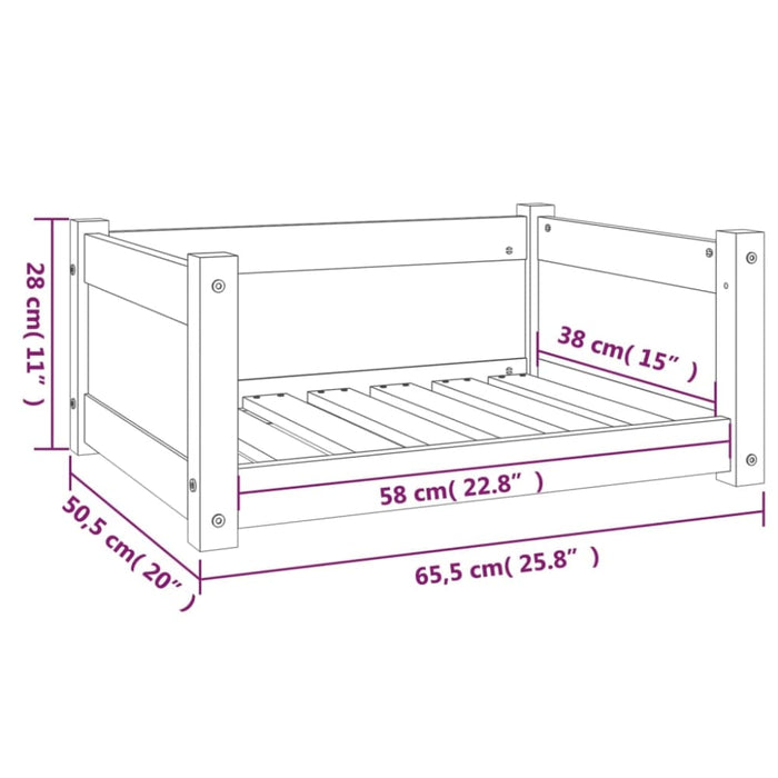 Dog Bed 65.5x50.5x28 Cm Solid Pine Wood Nxoaai