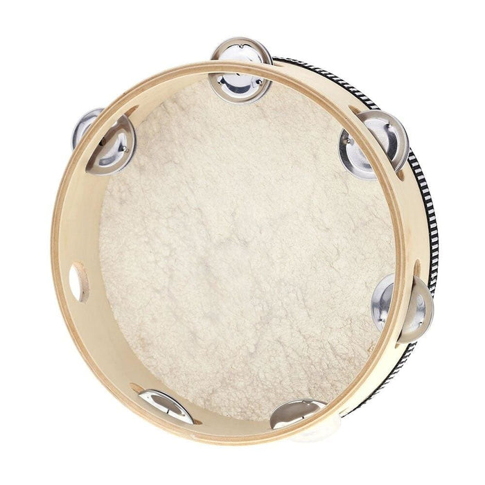 8’ Hand Held Tambourine Drum Bell Birch Metal Jingles