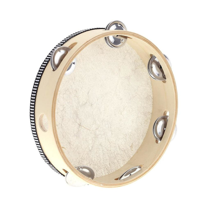 8’ Hand Held Tambourine Drum Bell Birch Metal Jingles