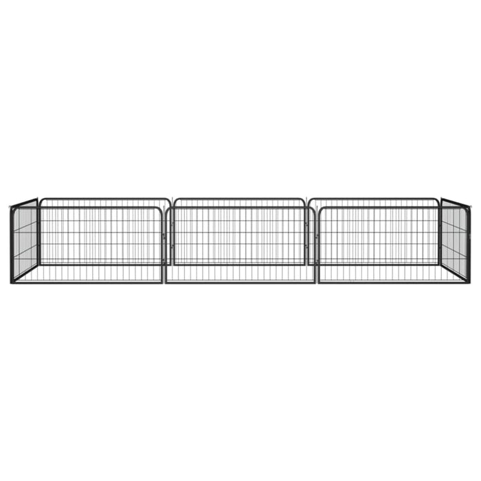 8-panel Dog Playpen Black 100x50 Cm Powder-coated Steel