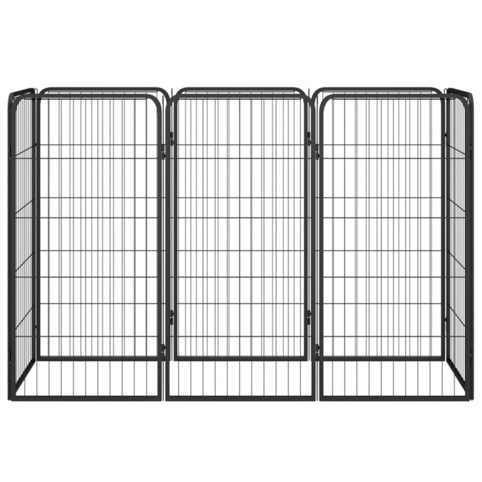 8-panel Dog Playpen Black 50x100 Cm Powder-coated Steel