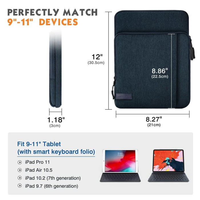 9-11 Inch Tablet Carrying Case with Storage Pockets