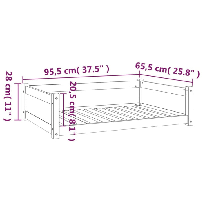 Dog Bed 95.5x65.5x28 Cm Solid Pine Wood Nxoapi