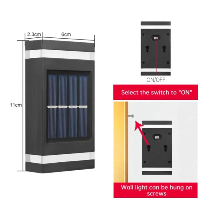 Waterproof Solar Powered Light UP and Down Lamp For Home Garden