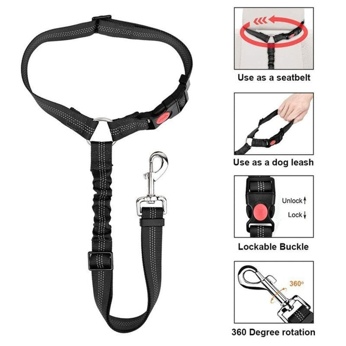 Adjustable Reflective Elastic Headrest Restraint Pet