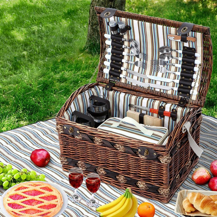 Alfresco 4 Person Wicker Picnic Basket Baskets Outdoor