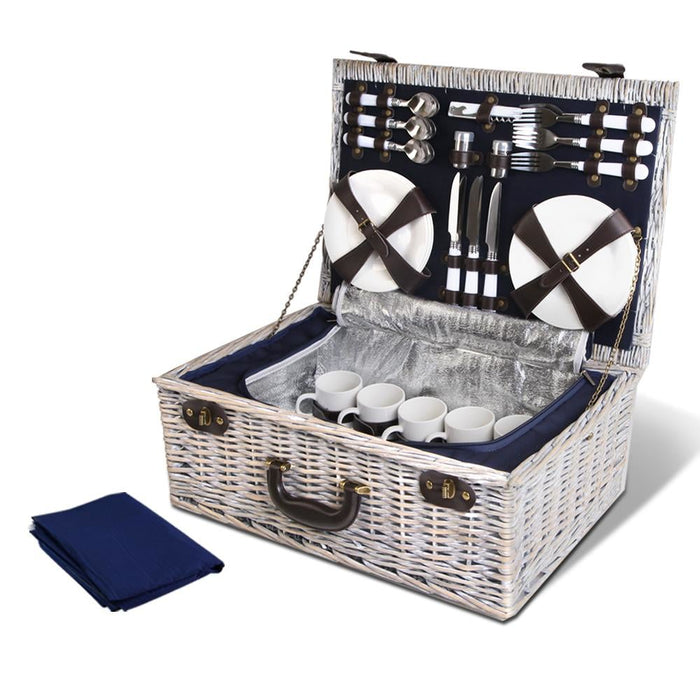 Alfresco 6-person Picnic Basket Cooler Bag Wicker Pu