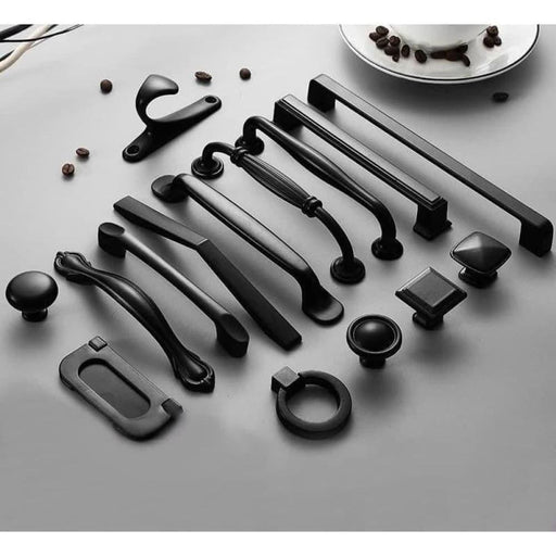 Aluminum Alloy Black Cabinet Handles American Style Solid