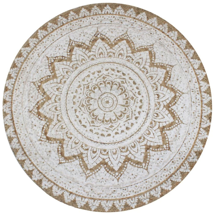 Area Rug Braided Jute Printed 90 Cm Round Xapttk