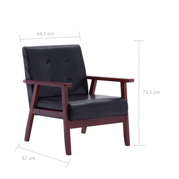 Armchair Black Faux Leather Xanlao