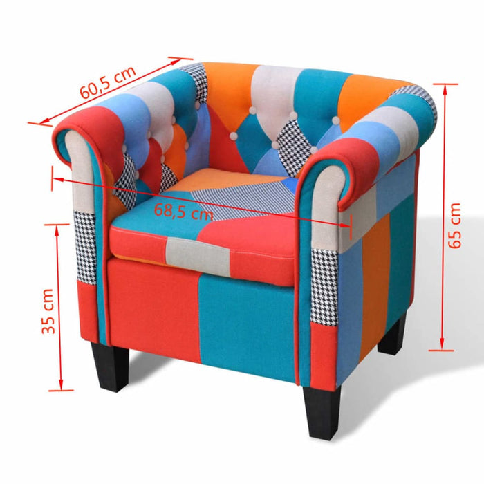 Armchair With Patchwork Design Fabric Gl8851