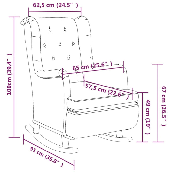 Armchair With Solid Rubber Wood Rocking Legs Light Grey