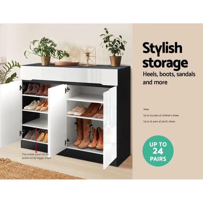 Artiss 120cm Shoe Cabinet Shoes Storage Rack High Gloss