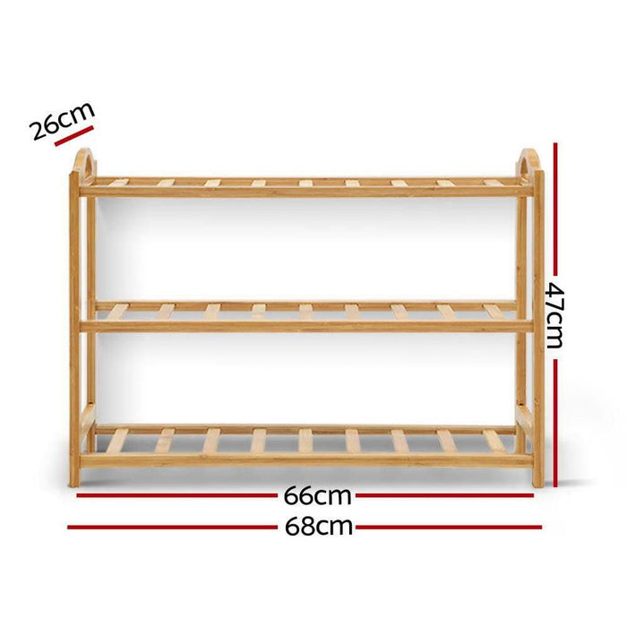 Artiss 3 Tiers Bamboo Shoe Rack Storage Organiser Wooden