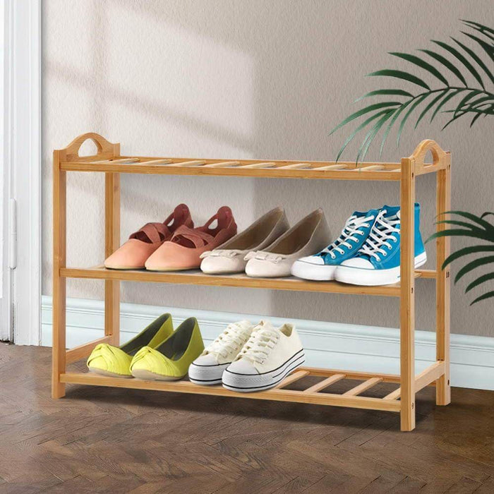 Artiss 3 Tiers Bamboo Shoe Rack Storage Organiser Wooden