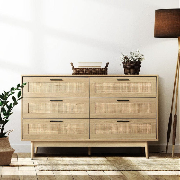 Artiss 6 Chest Of Drawers Rattan Tallboy Cabinet Bedroom