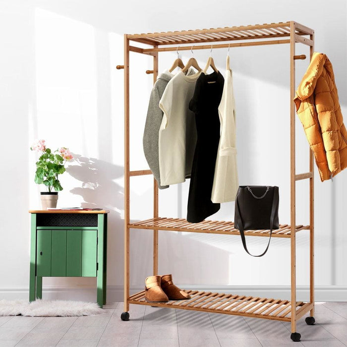 Artiss Bamboo Clothes Rack Coat Stand Garment Hanger