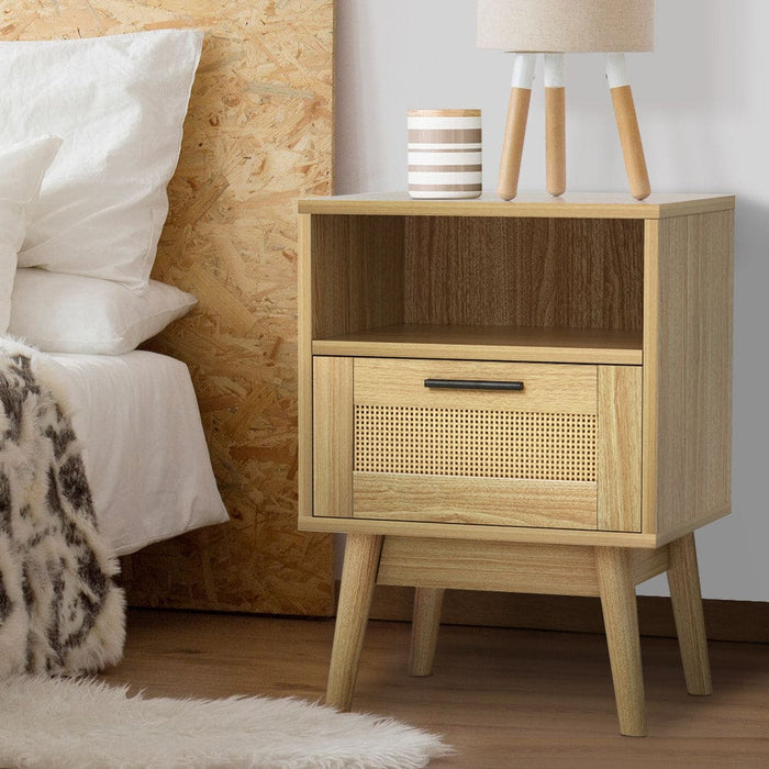 Artiss Bedside Tables Rattan Drawers Side Table Nightstand