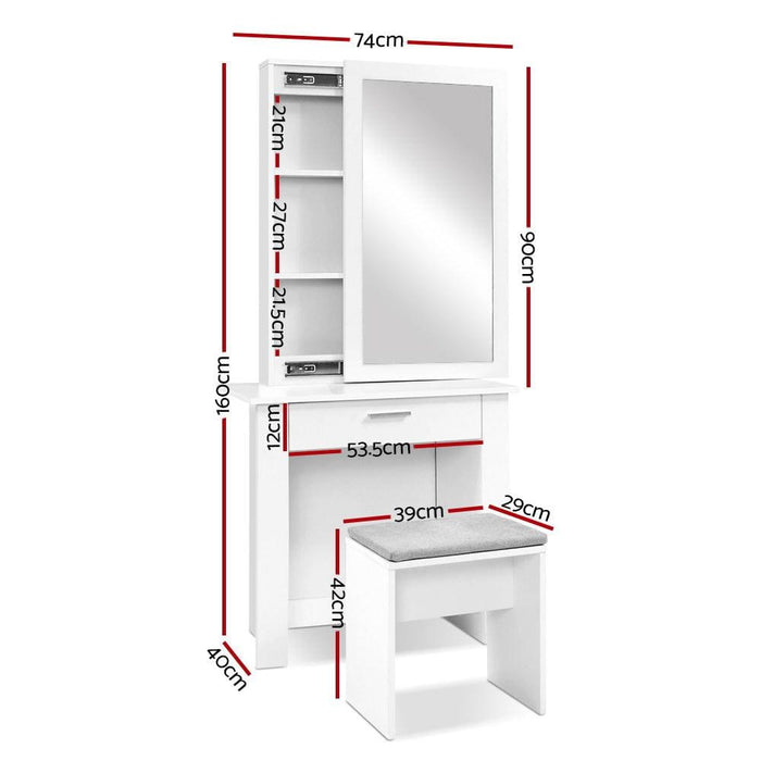 Artiss Dressing Table Mirror Stool Jewellery Cabinet Makeup