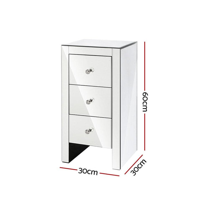 Artiss Mirrored Bedside Table Drawers Furniture Mirror