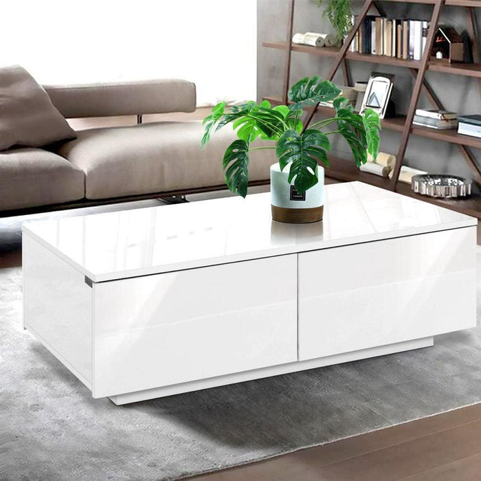 Artiss Modern Coffee Table 4 Storage Drawers High Gloss