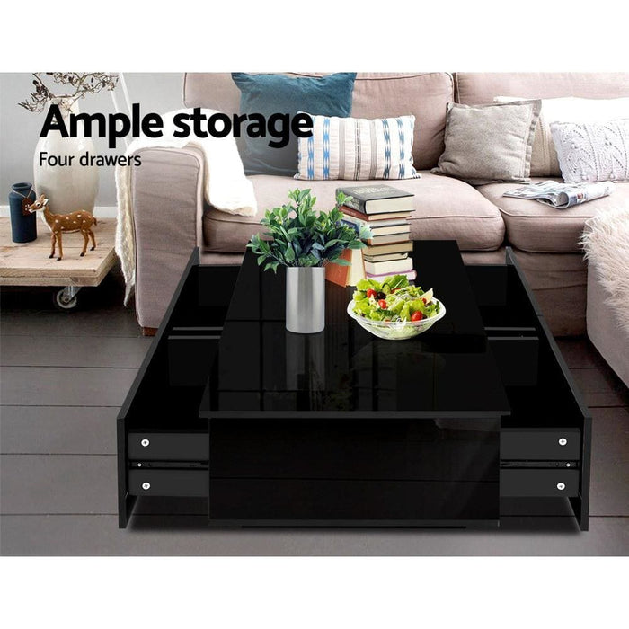 Artiss Modern Coffee Table 4 Storage Drawers High Gloss