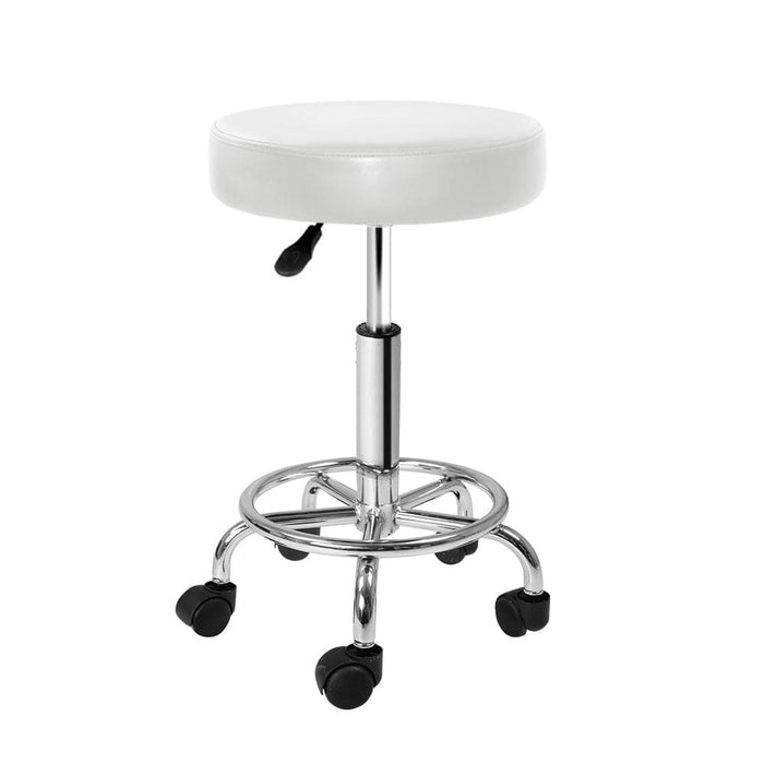 Artiss Round Chair Stools Salon Stool White Swivel Beauty