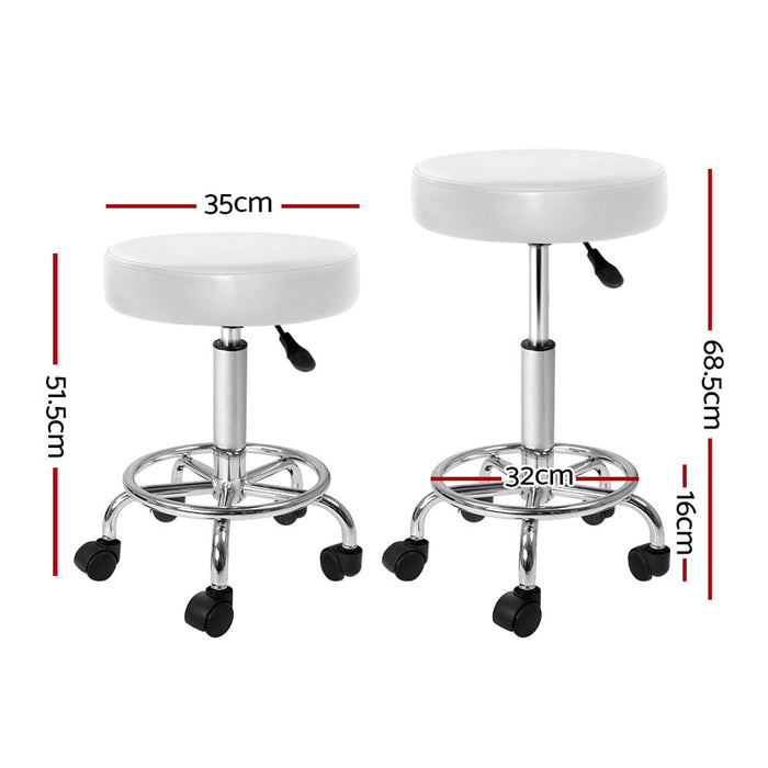 Artiss Round Chair Stools Salon Stool White Swivel Beauty