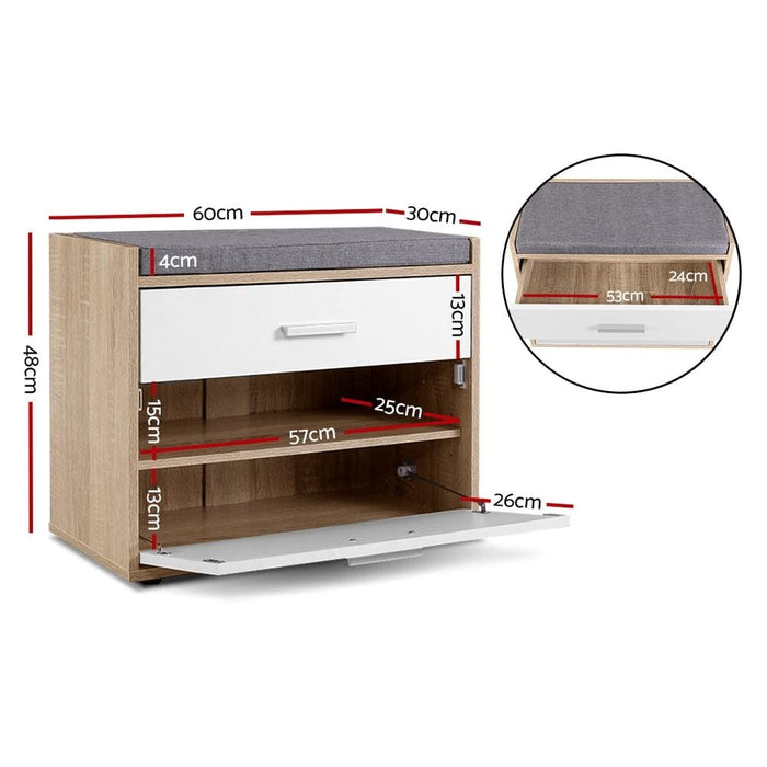 Artiss Shoe Cabinet Bench Shoes Storage Organiser Rack