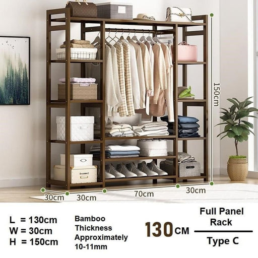 Bamboo Clothes Rack Garment Closet Storage Organizer