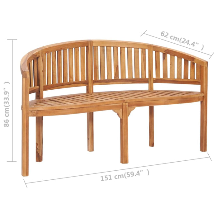 Banana Bench Solid Teak Wood Anbxo