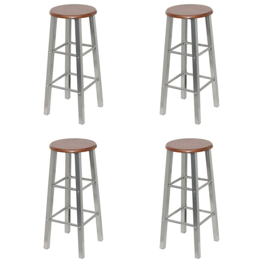 Bar Stools 4 Pcs Silver And Brown Mdf Gl7151