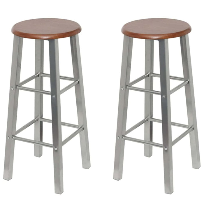 Bar Stools 4 Pcs Silver And Brown Mdf Gl7151