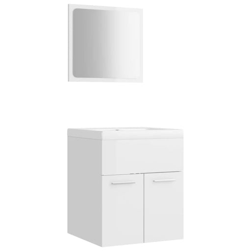 Bathroom Furniture Set Glossy Look White Chipboard Tbibnlx