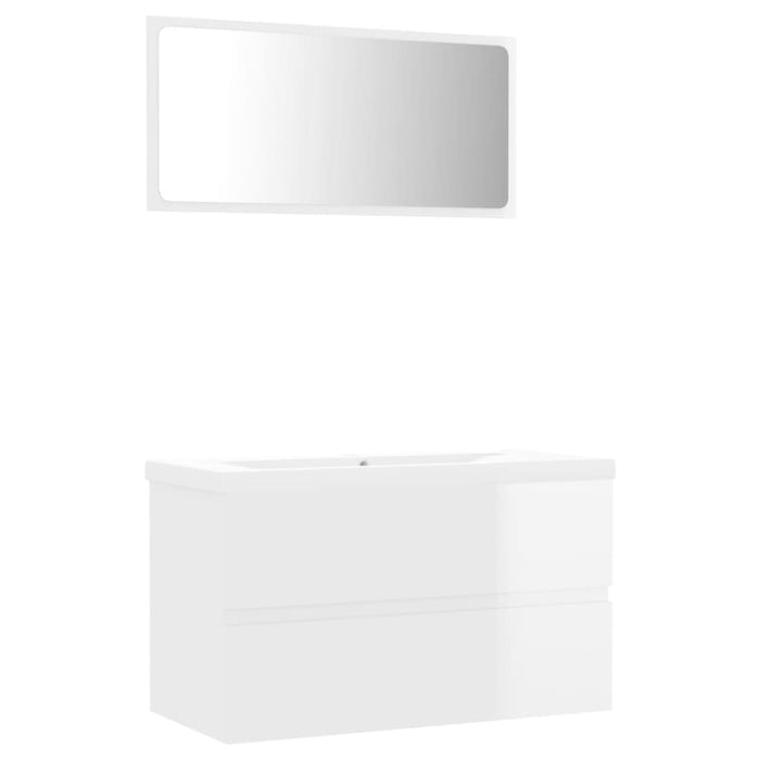 Bathroom Furniture Set Glossy Look White Chipboard Tbiolbb