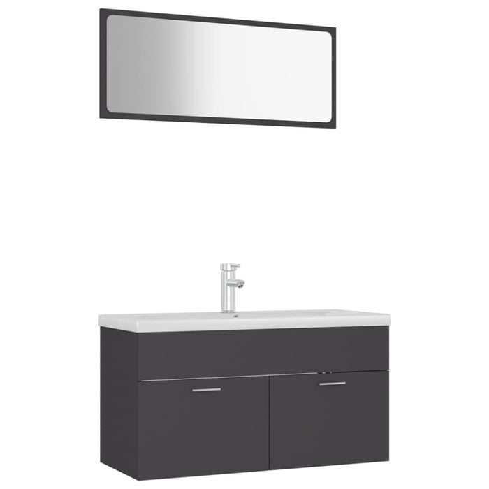 Bathroom Furniture Set Grey Chipboard Tbibnnp