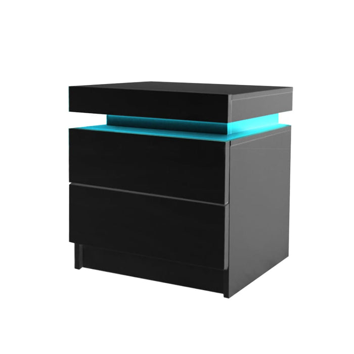 Bedside Tables Drawers Rgb Led Side Table High Gloss