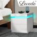 Bedside Tables Drawers Rgb Led Storage Cabinet High Gloss