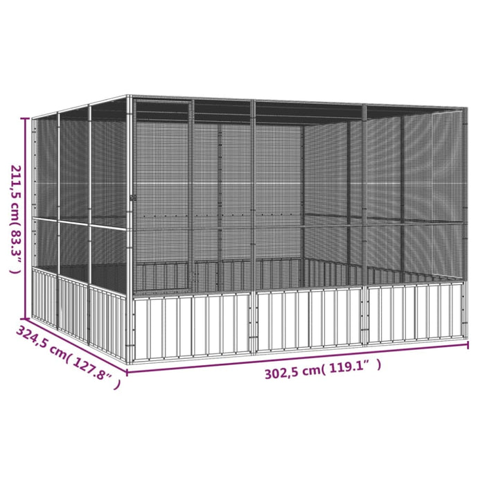 Bird Cage Anthracite 302.5x324.5x211.5 Cm Galvanised Steel