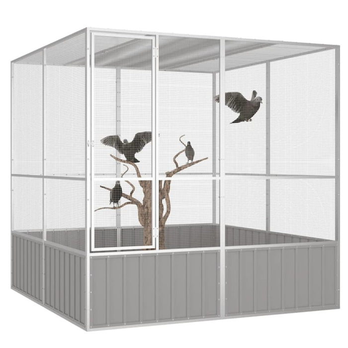 Bird Cage Grey 213.5x217.5x211.5 Cm Galvanised Steel Oioppx