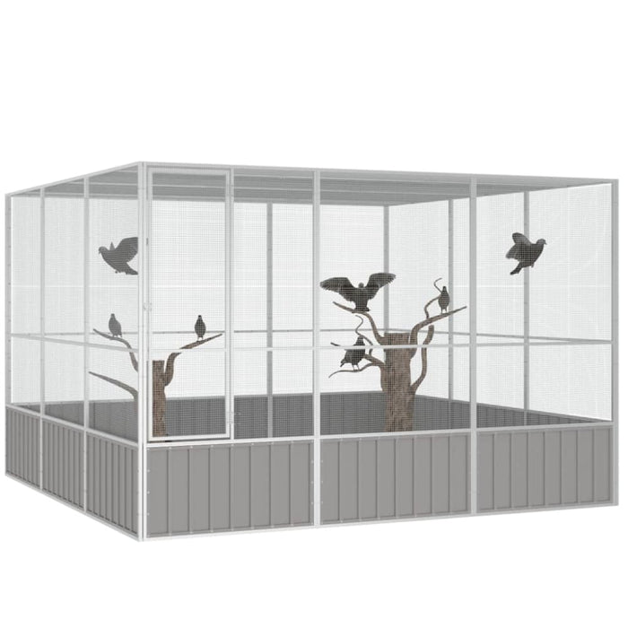 Bird Cage Grey 302.5x324.5x211.5 Cm Galvanised Steel Oioppt